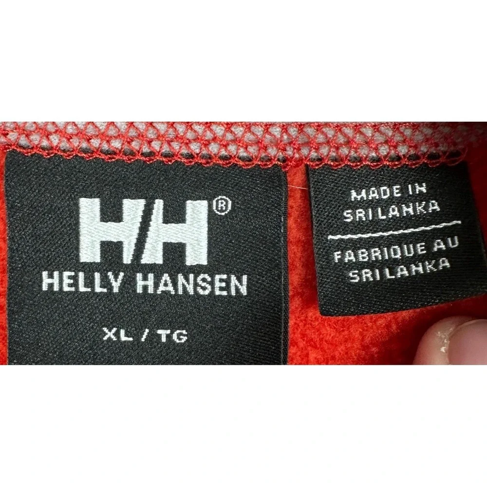 Helly Hansen Vest Mens XL Red Tan Fleece Full Zip Colorblock Mock Neck Pockets